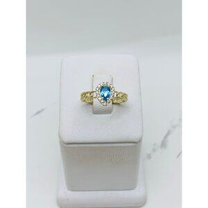 10k solid gold women’s ring blue size 7